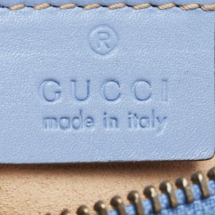 Pre Owned Gucci Blue Matelassé Leather Mini GG Marmont Camera Bag