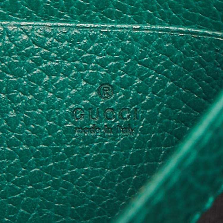 Pre Owned Gucci Green Leather Dionysus Wallet on Chain