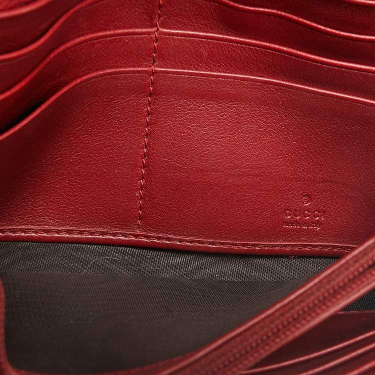 Pre Owned Gucci Red Microguccissima Patent Leather Nice Continental Wallet