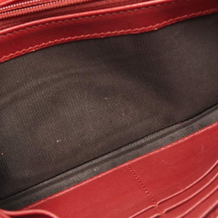 Pre Owned Gucci Red Microguccissima Patent Leather Nice Continental Wallet