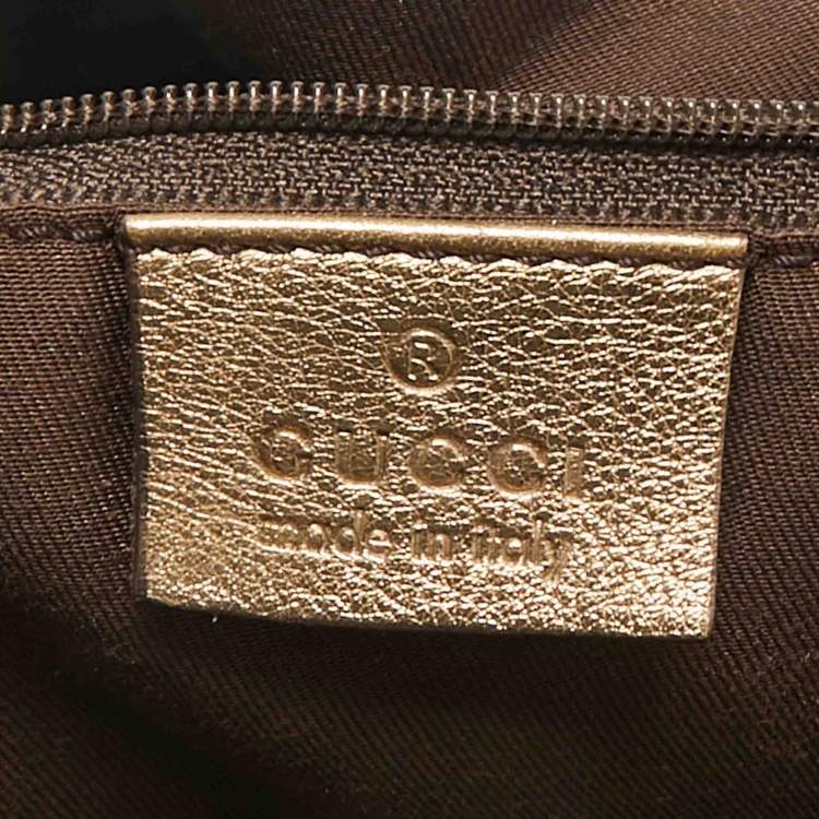 Pre Owned Gucci Bronze/Gold GG Fabric and Leather Princy Tote 