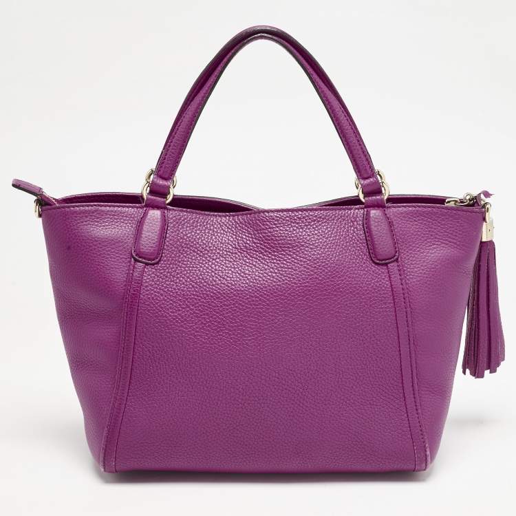 Pre Owned Gucci Fuchsia Pebbled Leather Soho Working Tote