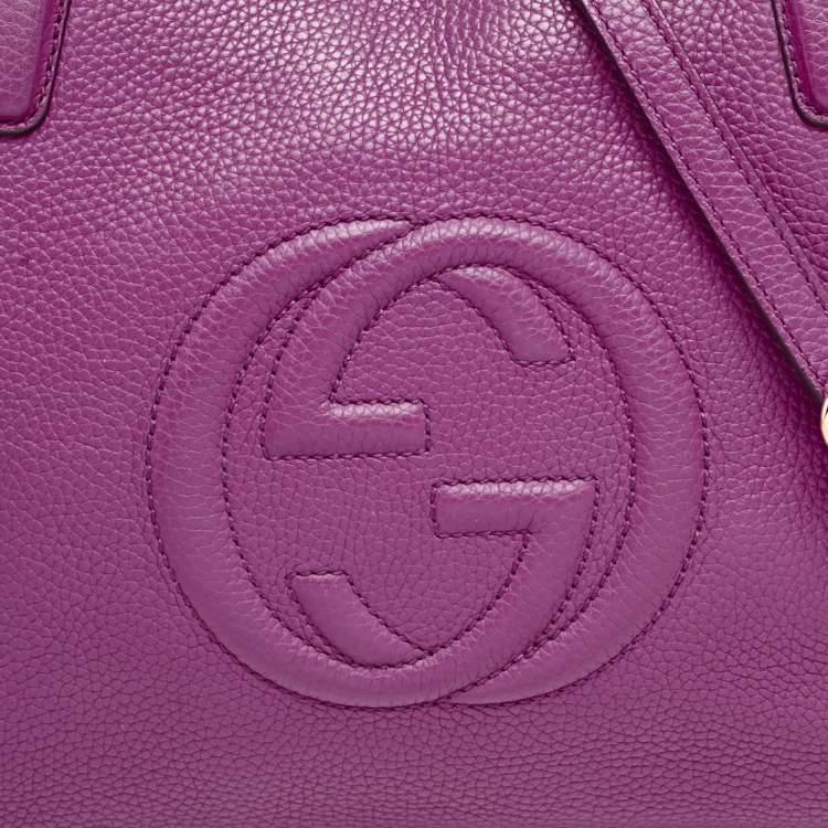 Pre Owned Gucci Fuchsia Pebbled Leather Soho Working Tote