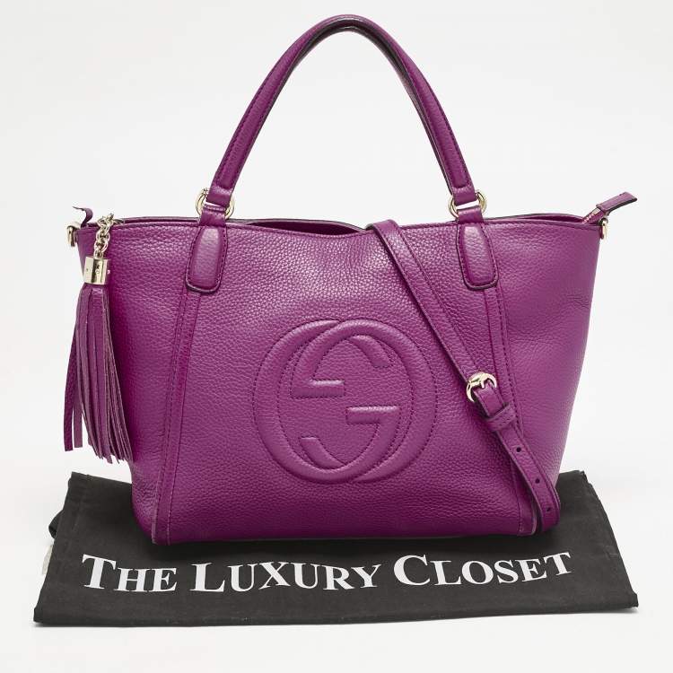 Pre Owned Gucci Fuchsia Pebbled Leather Soho Working Tote