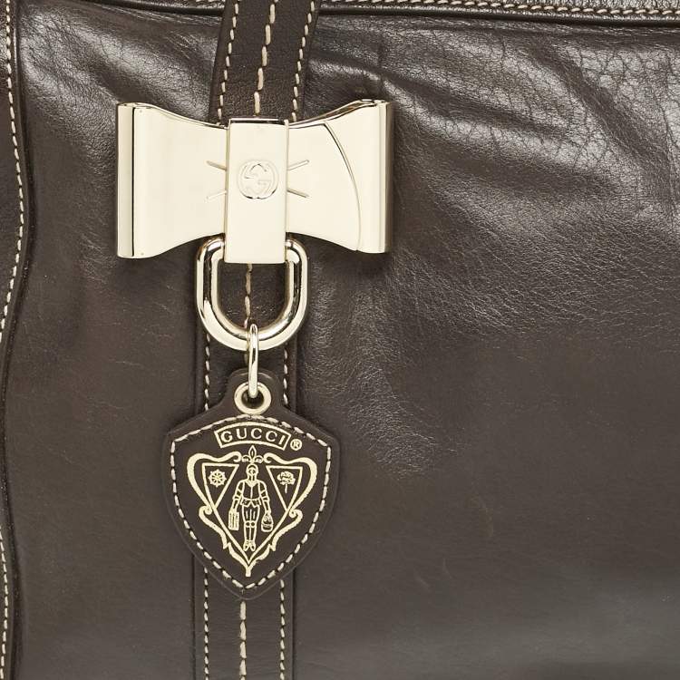 Pre Owned Gucci Choco Brown Leather Duchessa Boston Bag
