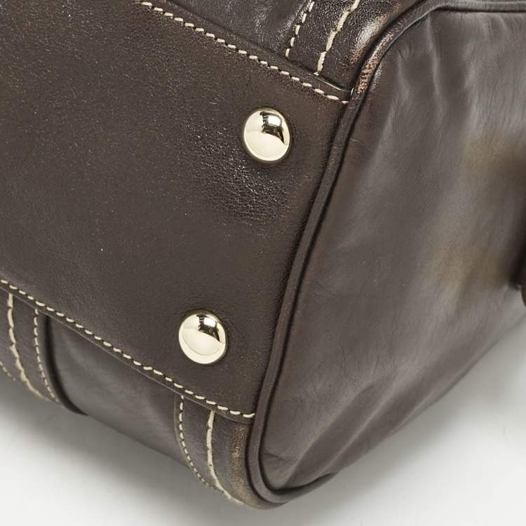 Pre Owned Gucci Choco Brown Leather Duchessa Boston Bag