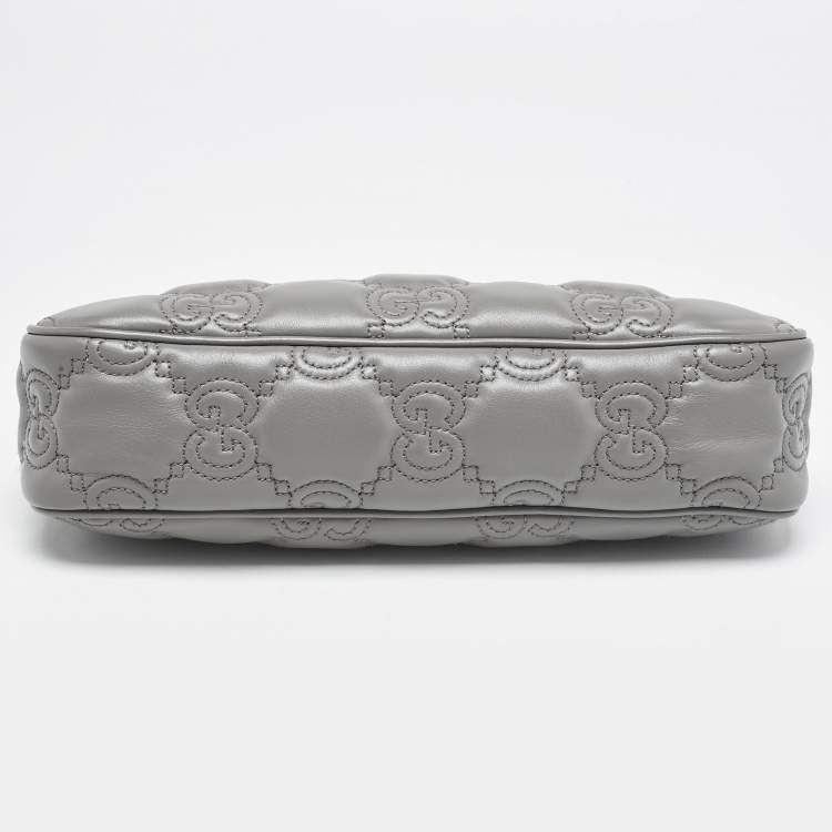 مملوكة مسبقًا Gucci Grey GG Matelasse Leather Small Shoulder Bag