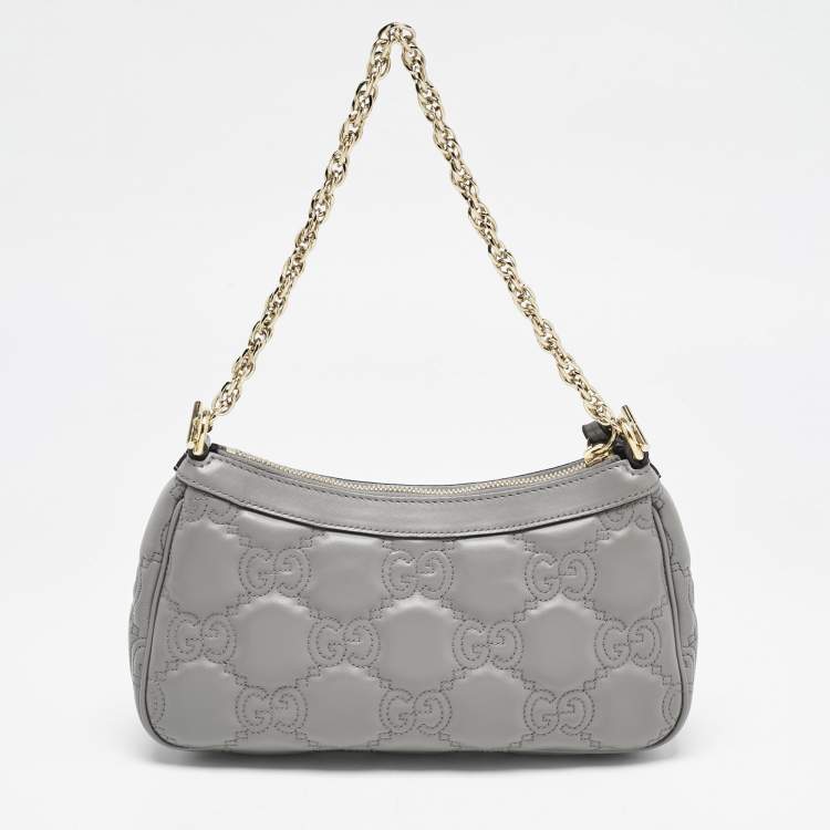 مملوكة مسبقًا Gucci Grey GG Matelasse Leather Small Shoulder Bag