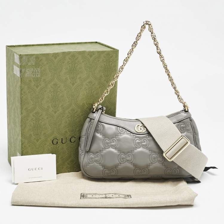 مملوكة مسبقًا Gucci Grey GG Matelasse Leather Small Shoulder Bag