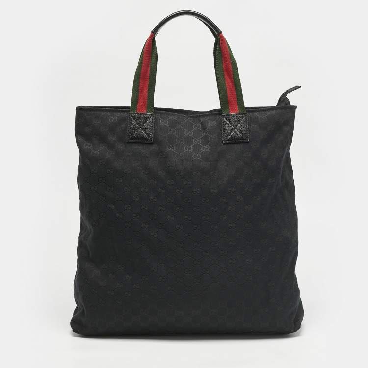 Pre Owned Gucci Black GG Canvas Vertical Tote
