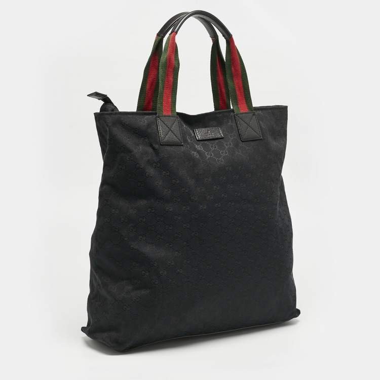 Pre Owned Gucci Black GG Canvas Vertical Tote