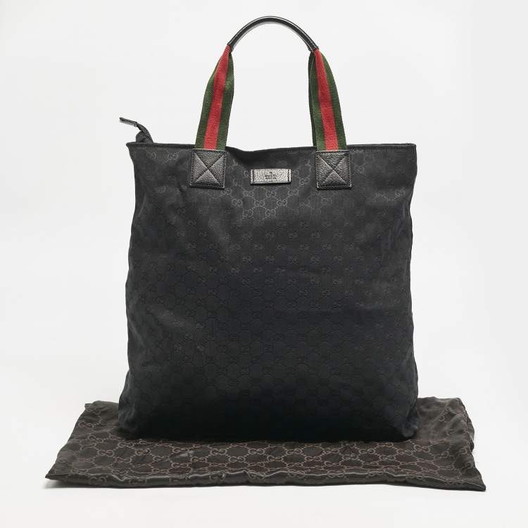 Pre Owned Gucci Black GG Canvas Vertical Tote