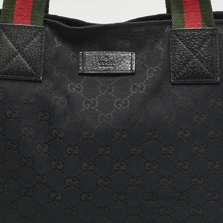 Pre Owned Gucci Black GG Canvas Vertical Tote