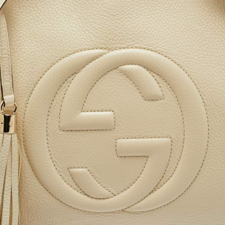 Pre Owned Gucci Cream Leather Medium Soho Chain Tote