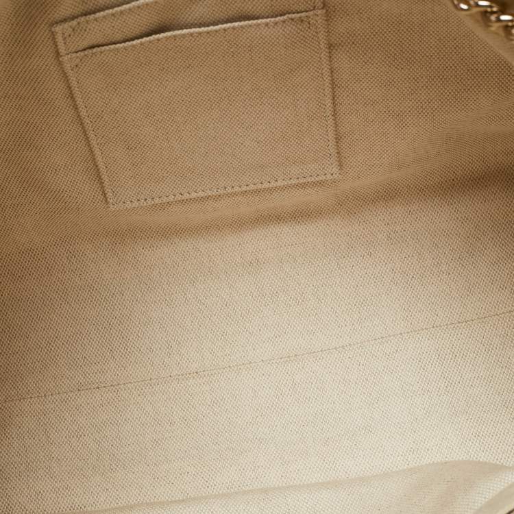 Pre Owned Gucci Cream Leather Medium Soho Chain Tote