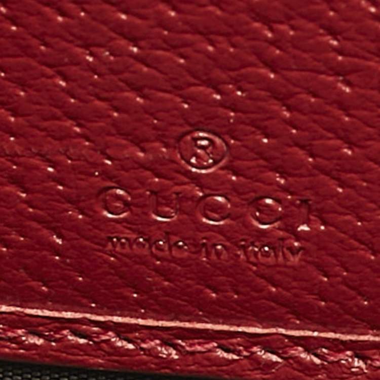 Pre Owned Gucci Red/Beige GG Supreme Canvas Tian Zip Around Wallet