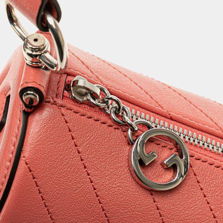 Pre Owned Gucci Pink Mini Leather Blondie Shoulder Bag
