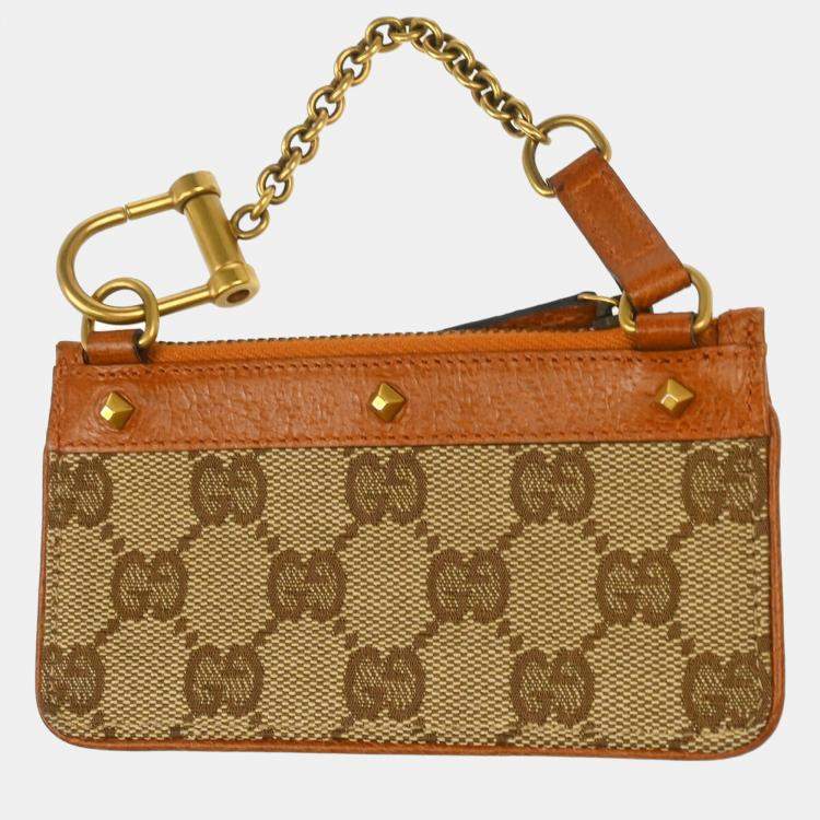 Pre Owned Gucci Brown Canvas Coin Case Wallet