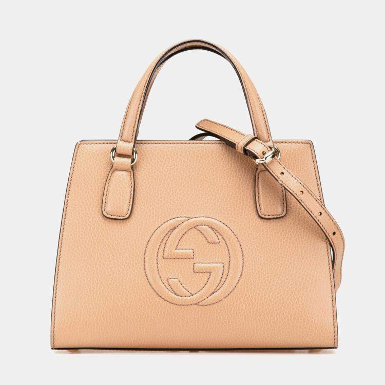 Pre Owned Gucci Brown Medium Leather Soho  Convertible Top Handle 