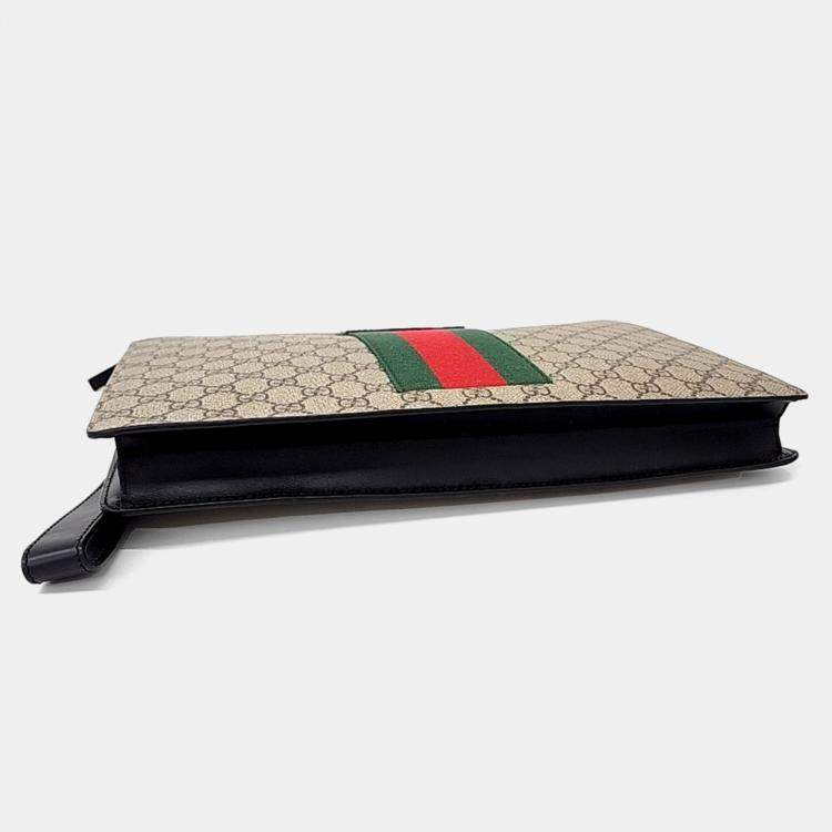 Pre Owned Gucci Beige PVC GG Supreme Clutch Bag