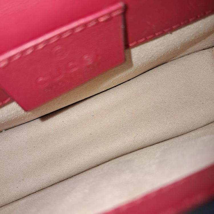 Pre Owned Gucci Red Leather Sylvie Mini Crossbody Bag