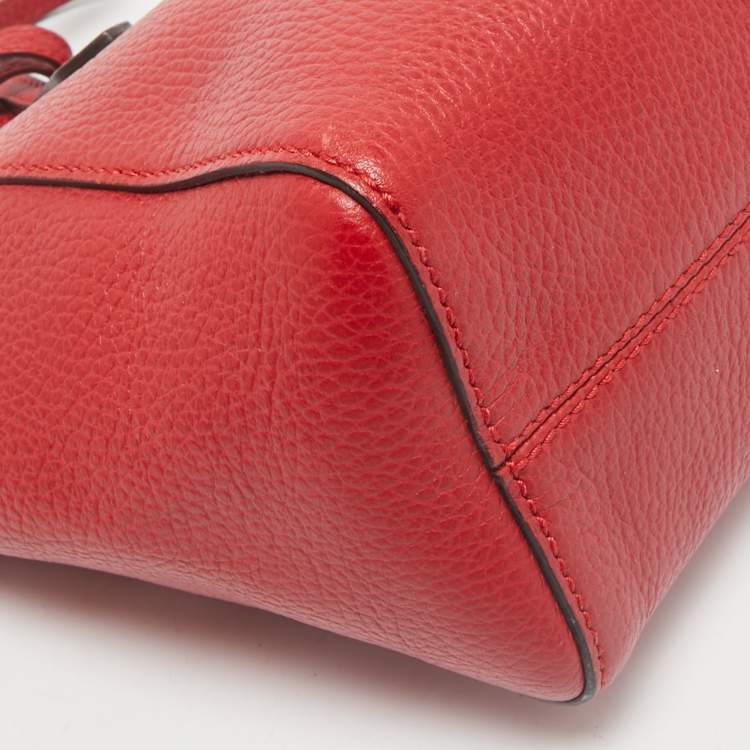 Pre Owned Gucci Red Leather Mini Swing Tote