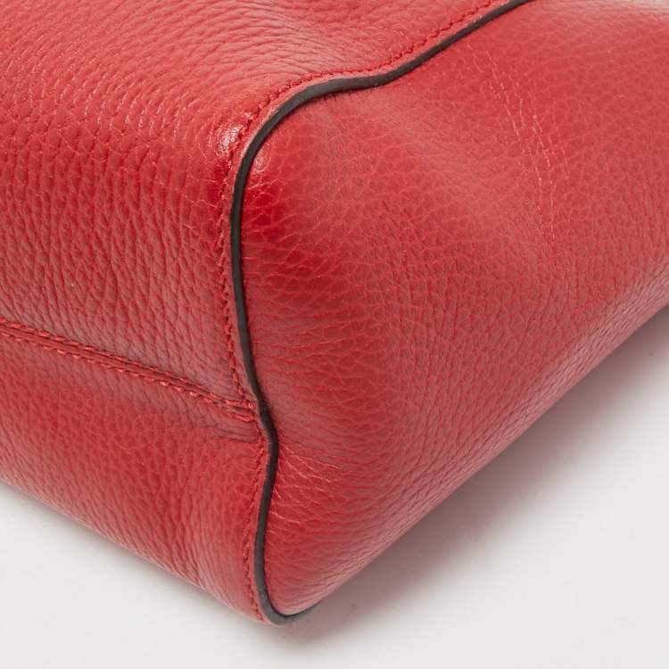 Pre Owned Gucci Red Leather Mini Swing Tote