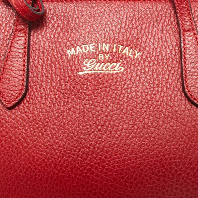 Pre Owned Gucci Red Leather Mini Swing Tote