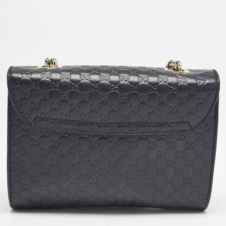 Pre Owned Gucci Navy Blue MIcroguccissima Leather Mini Emily Crossbody Bag