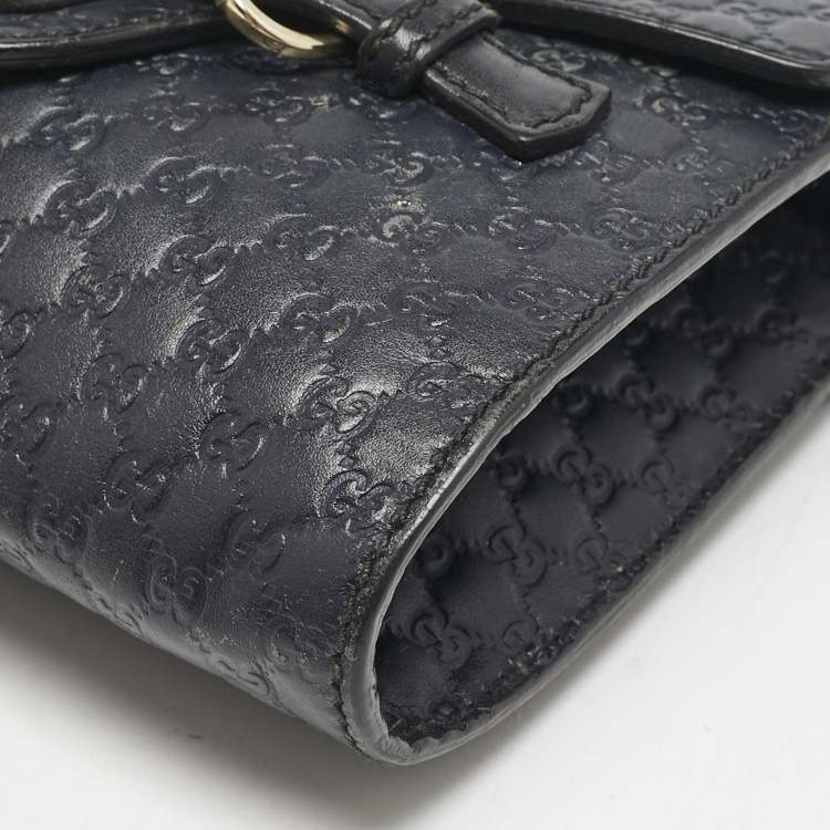 Pre Owned Gucci Navy Blue MIcroguccissima Leather Mini Emily Crossbody Bag