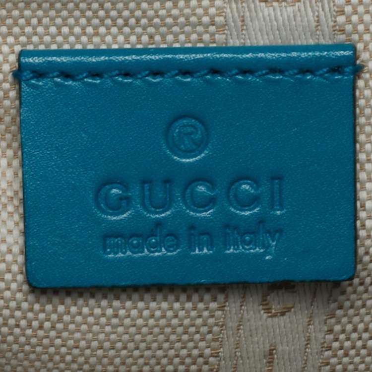 Pre Owned Gucci Deep Cobalt Bright Diamante Leather Drawstring Bucket Bag