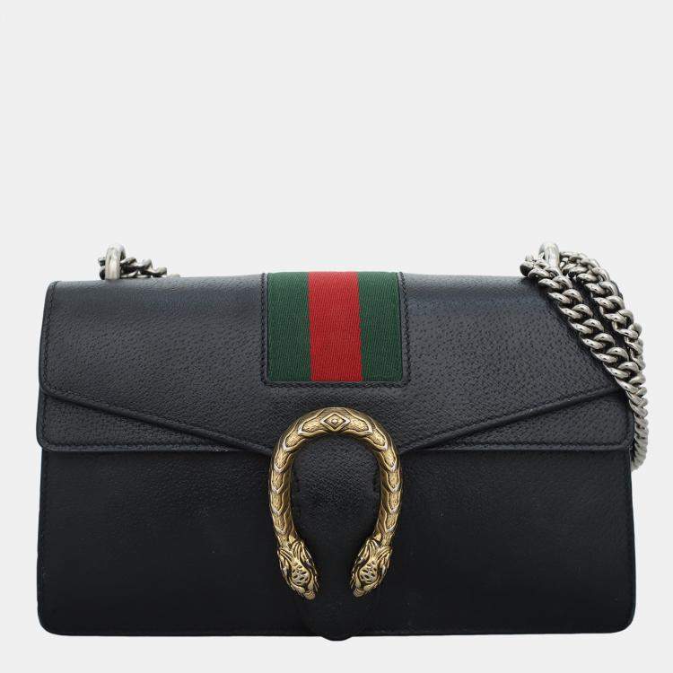 Pre Owned Gucci Black  Dionysus Web Medium Shoulder Bag
