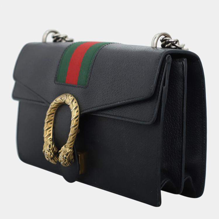 Pre Owned Gucci Black  Dionysus Web Medium Shoulder Bag