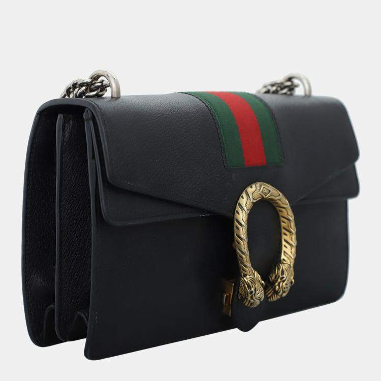 Pre Owned Gucci Black  Dionysus Web Medium Shoulder Bag