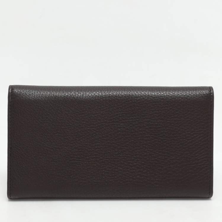 Pre Owned Gucci Brown Leather Horsebit Web Continental Wallet