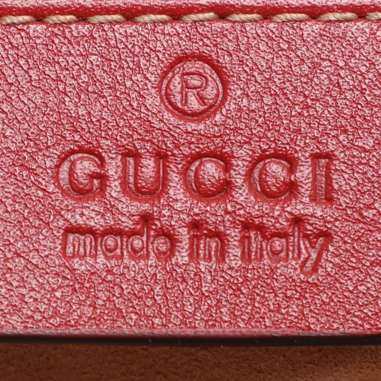 Pre Owned Gucci Red Matelassé Leather Mini GG Marmont Belt Bag