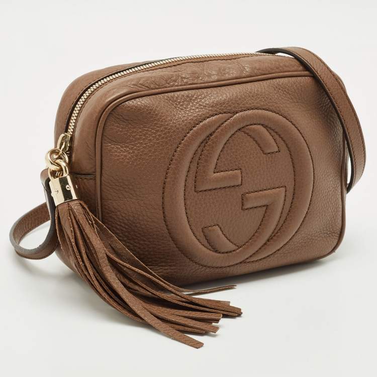 Pre Owned Gucci Brown Leather Small Soho Disco Crossbody Bag