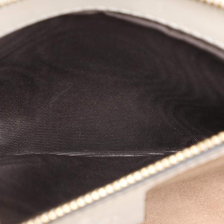 Pre Owned Gucci White Leather Small Web Chain Sylvie Flap Shoulder Bag