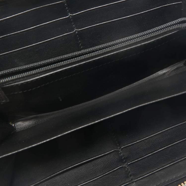 Pre Owned Gucci Black Guccissima Leather Zip Around Wallet