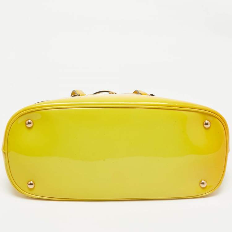 Pre Owned Gucci Yellow Ombre Patent Leather Medium Bright Bit Tote