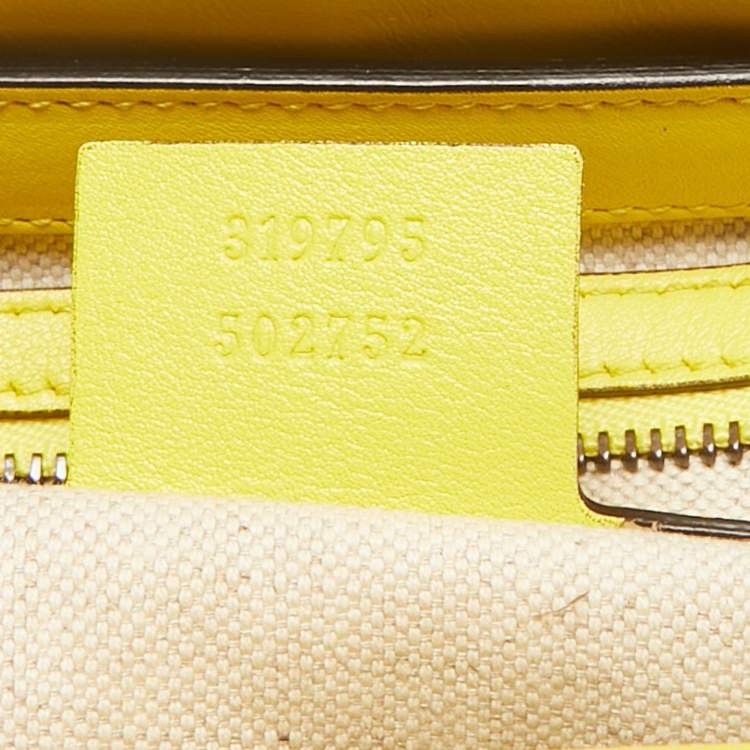 Pre Owned Gucci Yellow Ombre Patent Leather Medium Bright Bit Tote