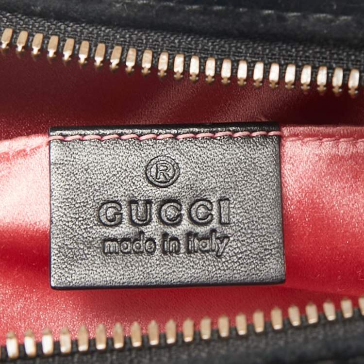 Pre Owned Gucci Black Matelassé Velvet Mini GG Marmont Belt Bag