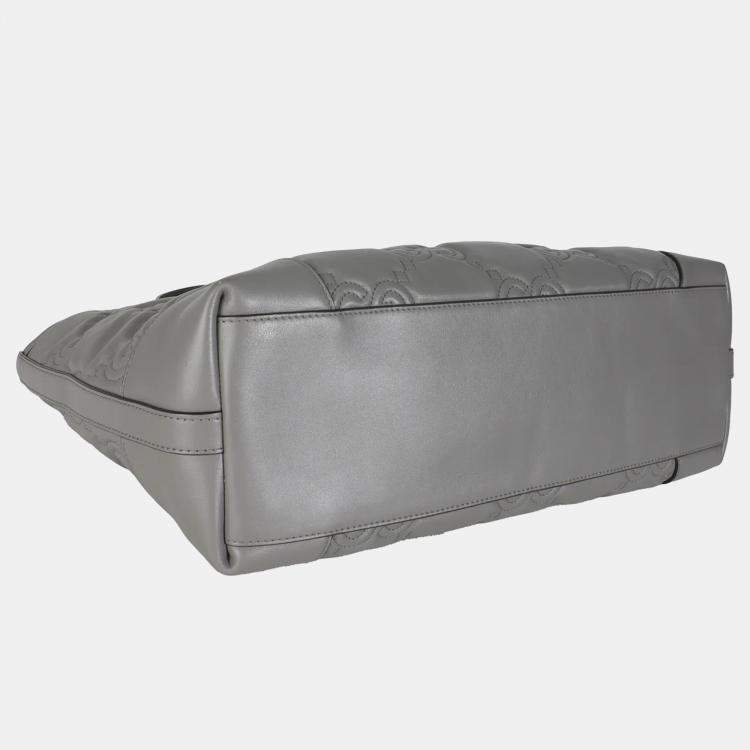 Pre Owned Gucci Grey GG Matelasse Calfskin Medium Ophidia Tote bag
