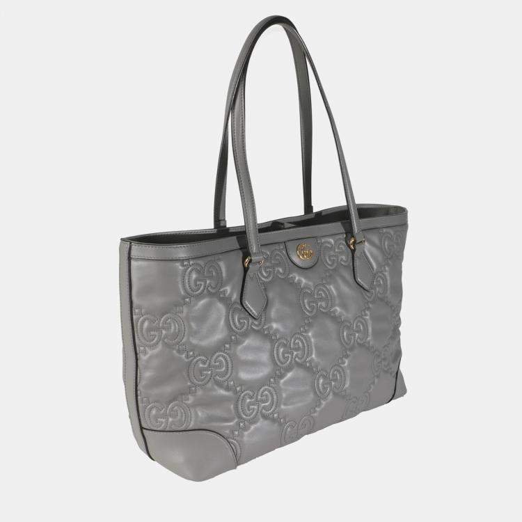 Pre Owned Gucci Grey GG Matelasse Calfskin Medium Ophidia Tote bag