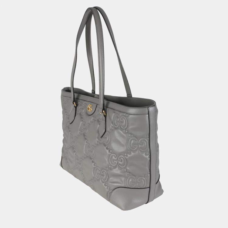 Pre Owned Gucci Grey GG Matelasse Calfskin Medium Ophidia Tote bag