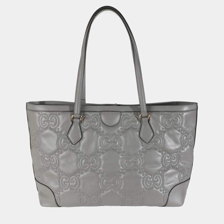 Pre Owned Gucci Grey GG Matelasse Calfskin Medium Ophidia Tote bag
