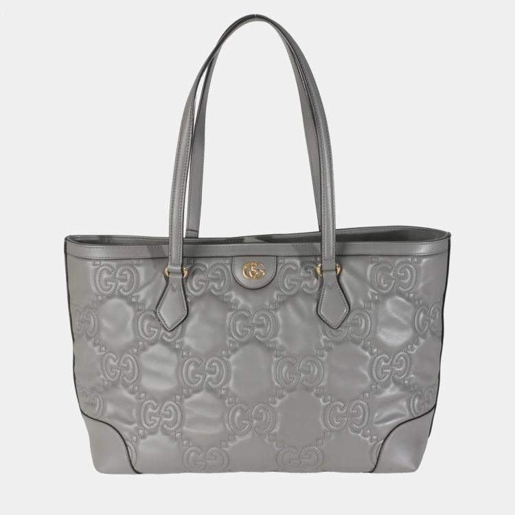 Pre Owned Gucci Grey GG Matelasse Calfskin Medium Ophidia Tote bag