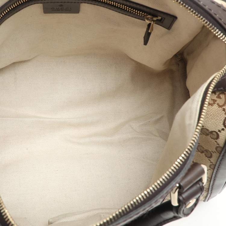 Pre Owned Gucci Beige/Brown GG Canvas and Leather Medium Vintage Web Boston Bag
