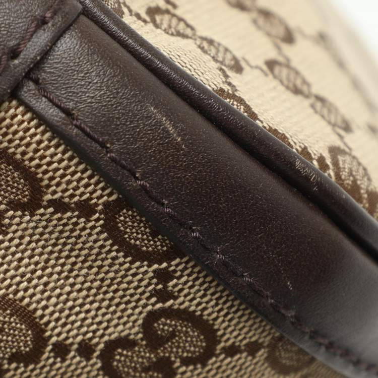 Pre Owned Gucci Beige/Brown GG Canvas and Leather Medium Vintage Web Boston Bag