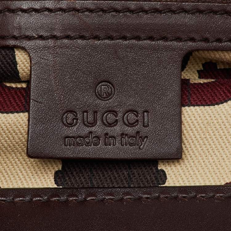 Pre Owned Gucci Dark Brown Guccissima Leather Large Punch Top Handle Tote